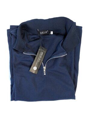 NWT Delie Shirt - Men's 2XL - Navy Short Sleeve Quarter Zip Collar Pullover